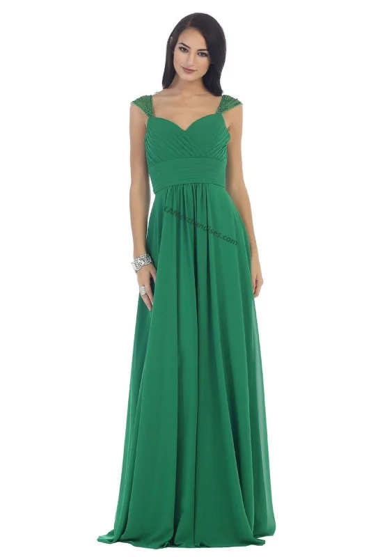 Bow-Tie DressLA Merchandise LA1275 Queen Anne Neckline Long Formal Dress