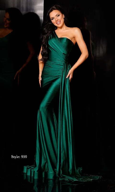 women's short-sleeved dressesSide-Drape Long Prom Dress: Jessica Angel 939