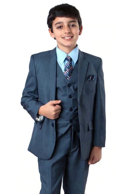 Flutter-Sleeve DressLA Merchandise LAB361SA 6 Piece Formal Boys Sharkskin Suit