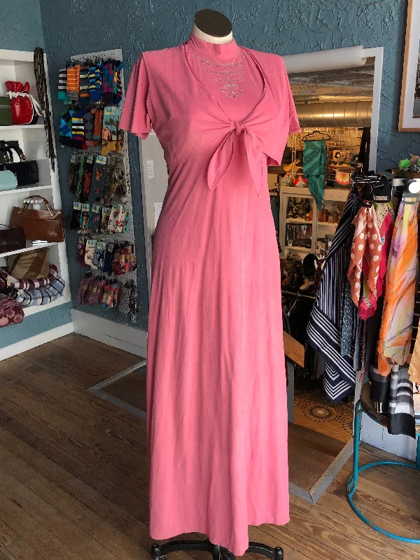 Polka-Dot Dress80s Nadine Pink Gown w/Bolero            w32