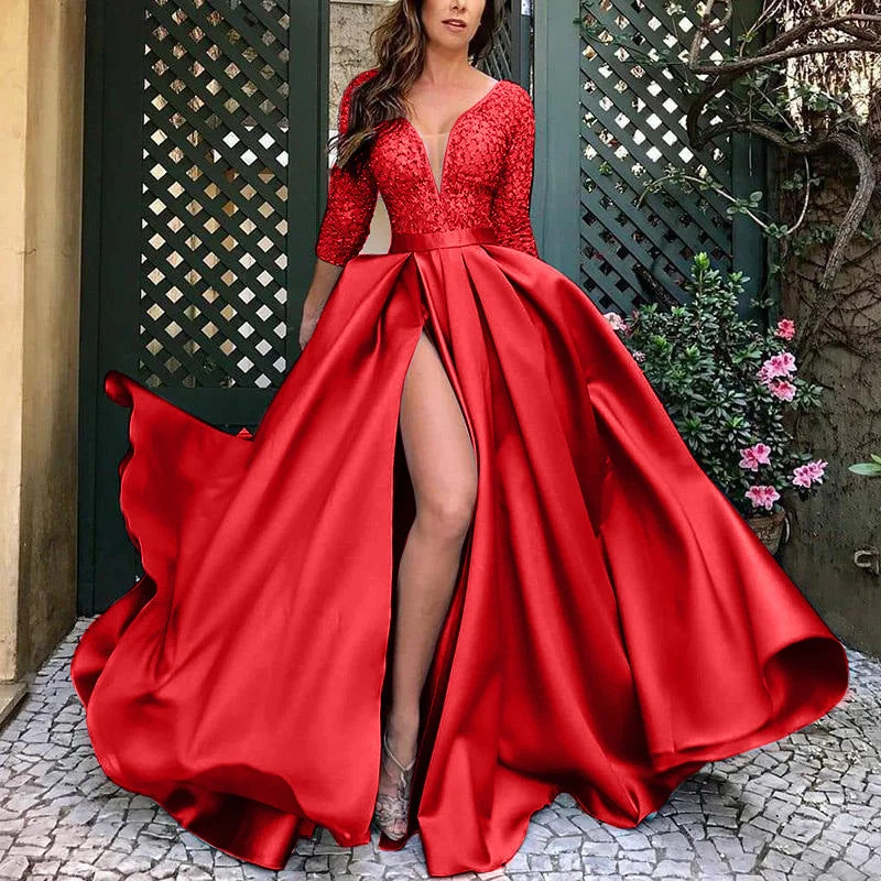 Maternity DressSana Gorgeous High Slit Ball Gown