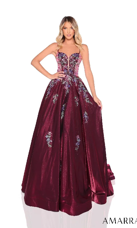 women's cinched-waist dressesLong Prom Dress: Amarra 88379