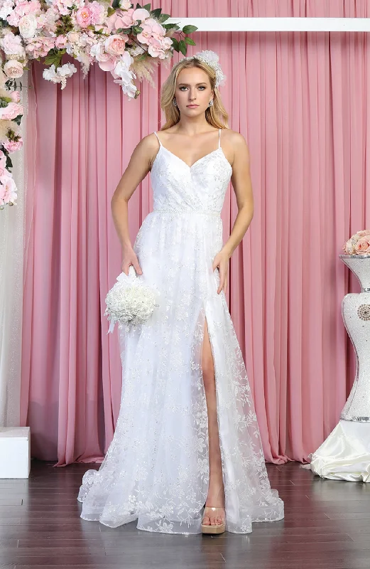Sheath DressWhite Bridal Floral Gown  - LA1787B
