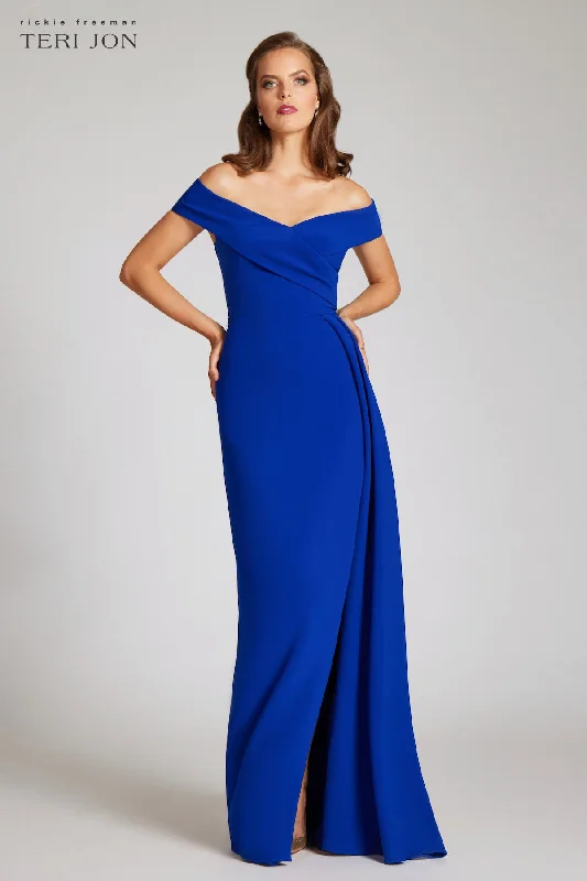 Bridesmaid DressCrepe Off The Shoulder Portrait Side Drape Gown