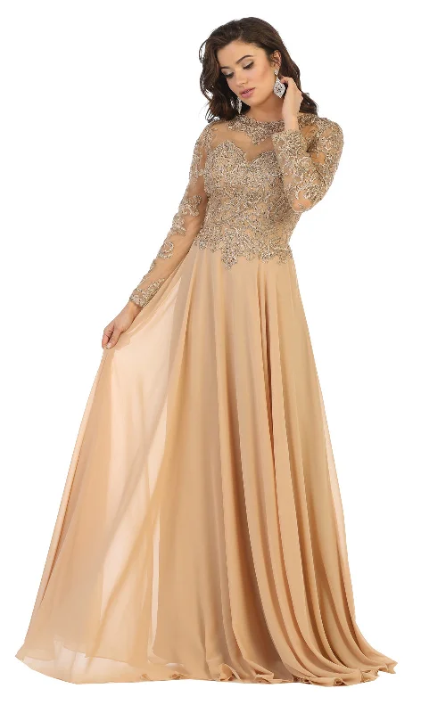 Striped DressLa Merchandise LA7732 Wholesale Long Sleeve Mother Of Bride Gown