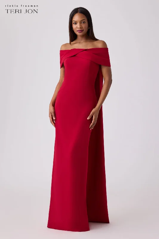 women's lightweight dressesFormal Crepe Train Evening Gown