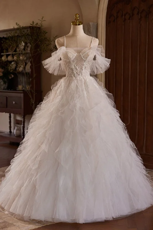 Body-Hugging DressA Line Spaghetti Straps Off The Shoulder Bridal Gown