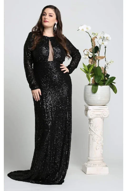 Peplum DressLa Merchandise LA7795 Long Sleeve Sequin Formal Dress