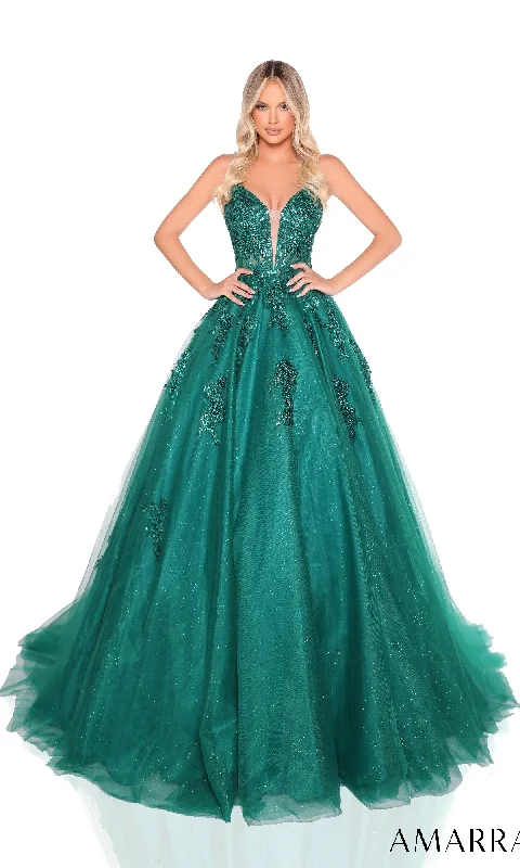 women's lace-up dressesV-Neck Prom Ball Gown: Amarra 88370