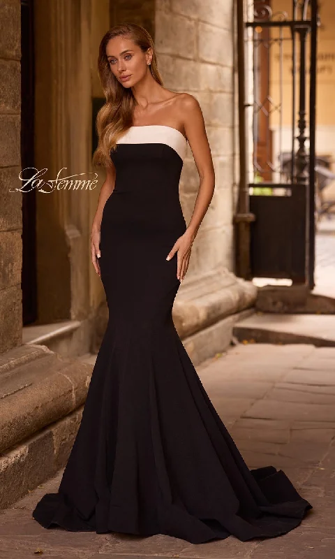 women's cotton dressesClassic Black Mermaid Prom Dress: La Femme 32914