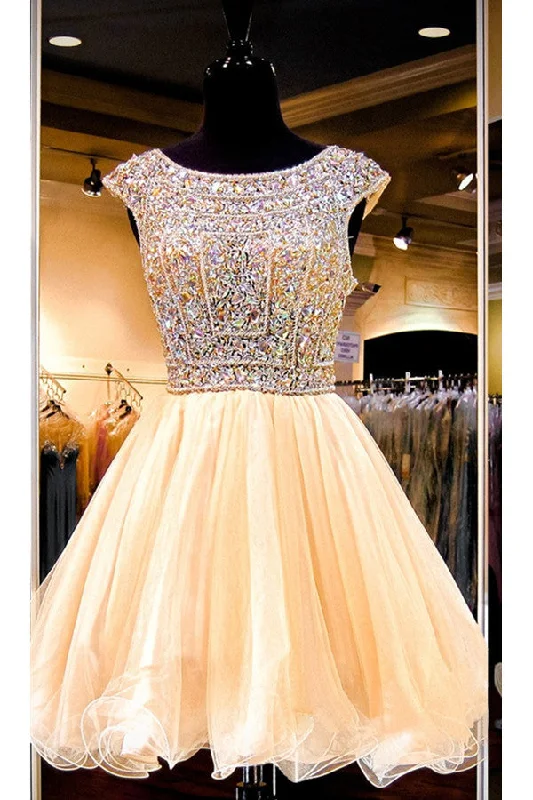 Retro DressOpen Back Short Sparkly Gorgeous Formal Homecoming Dress K313