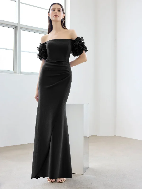 Glamour DressDiana Black Ruffle Sleeve Gown