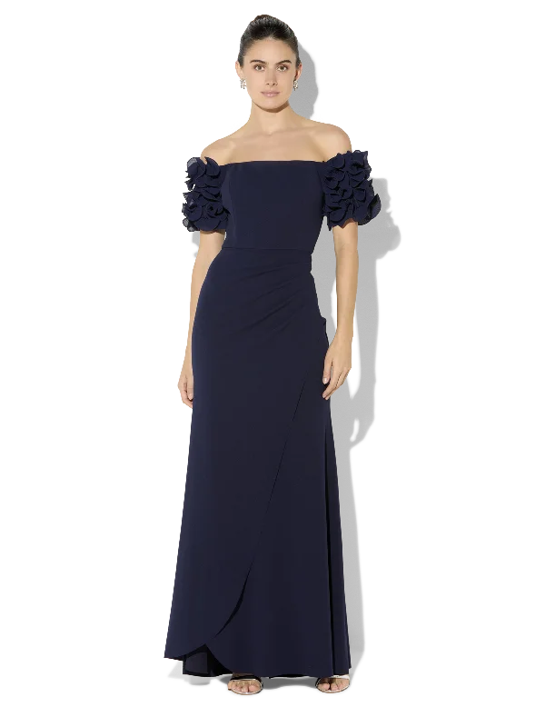 women's lace dressesDiana Navy Ruffle Sleeve Gown