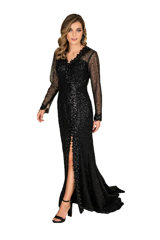 High-Low DressSequins Slit Train Gown