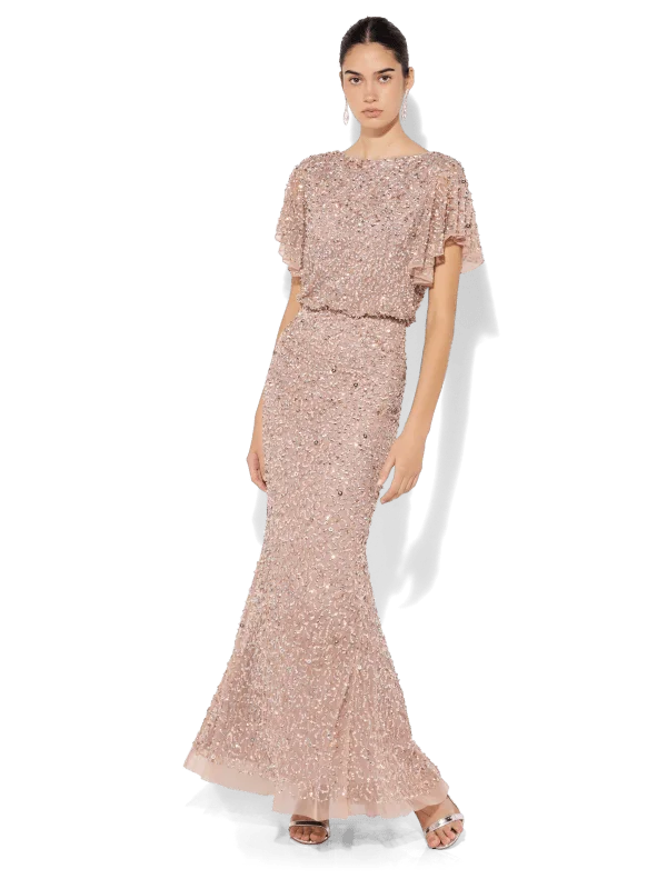 women's silk dressesManon Petal Hand Beaded Gown