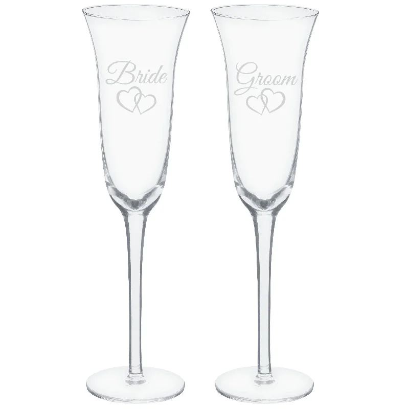 Embellished Dress"Bride & Groom" Toasting Glass