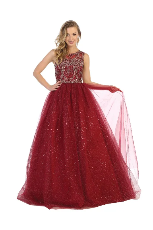 Satin DressLa Merchandise LA137 Sleeveless Formal Pageant Ball Gown