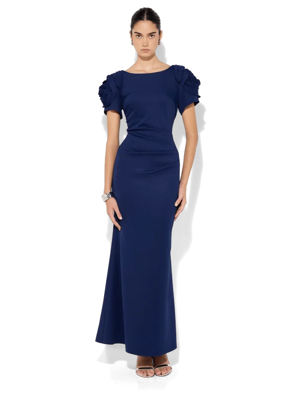 women's mother of the bride dressesMonet Navy Rosette Sleeve Gown