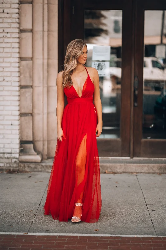 Spaghetti Strap DressLove Spell Gown (Red)