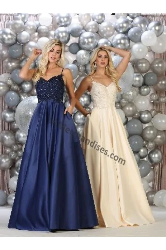 Floral DressLa Merchandise LA1685 A-Line Embroidered Formal Ballgown with pockets