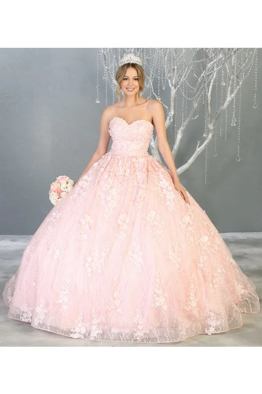 Velvet DressLA Merchandise LA140 Floral Lace Sweetheart Quince Corset Ball Gown