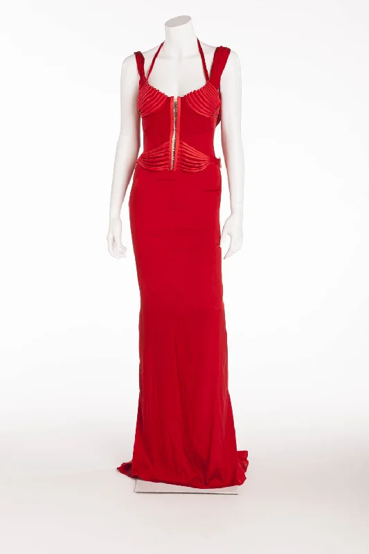 Nursing DressIconic Tom Ford For Gucci - Editorial Red Corset Long Silk Gown - IT 40 Nursing DressIconic Tom Ford For Gucci - Editorial Red Corset Long Silk Gown - IT 40