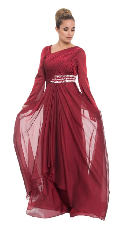 Velvet DressMichel Long Sleeve Silk Modest Muslim Formal Evening Dress - Maroon Red - FINAL SALE Velvet DressMichel Long Sleeve Silk Modest Muslim Formal Evening Dress - Maroon Red - FINAL SALE