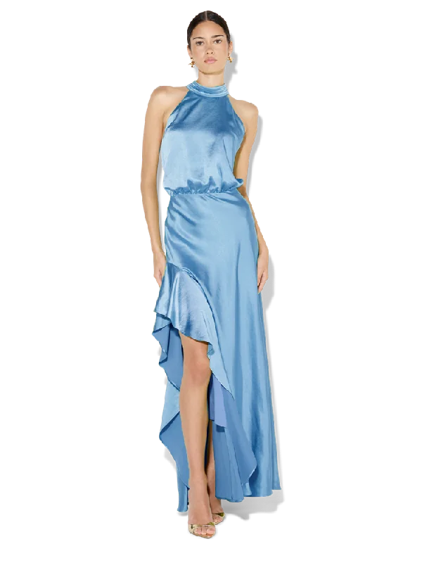 women's sheath dressesEmery Sky Blue Satin Gown