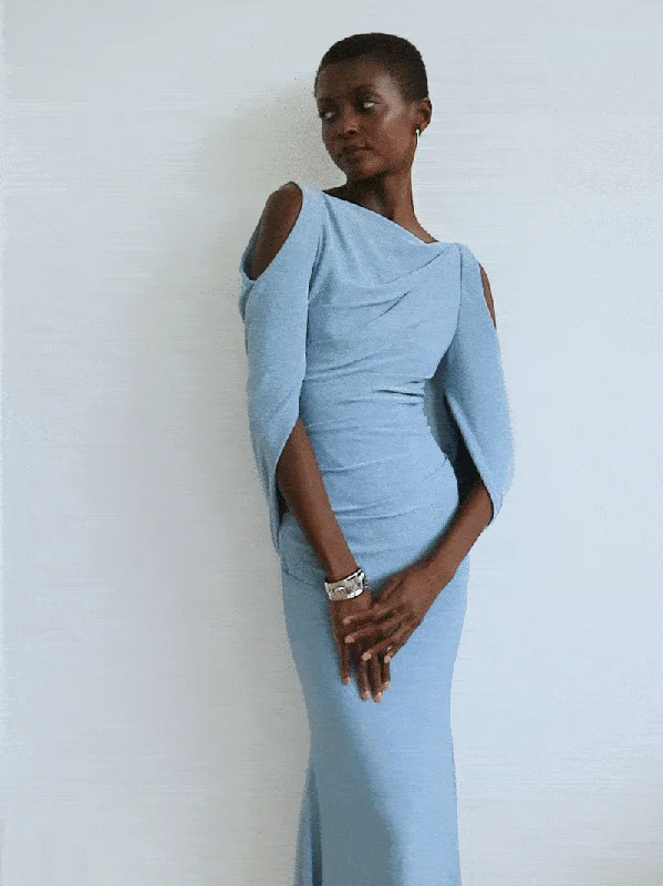 women's chiffon dressesPeta Sky Blue Lurex Gown