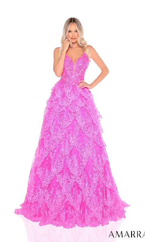 women's designer dressesLace Prom Ball Gown: Amarra 88265
