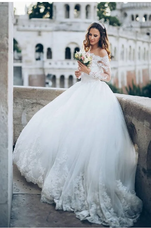 women's satin dressesRomantic Tulle Long Sleeves Ball Gown Bride Dresses with Lace Off-the-shoulder OK1586 women's satin dressesRomantic Tulle Long Sleeves Ball Gown Bride Dresses with Lace Off-the-shoulder OK1586