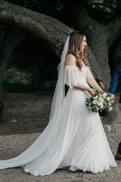 Neon DressRomantic Ivory Off-the-shoulder A Line Long Chiffon Lace Bridal Gowns OKG45 Neon DressRomantic Ivory Off-the-shoulder A Line Long Chiffon Lace Bridal Gowns OKG45