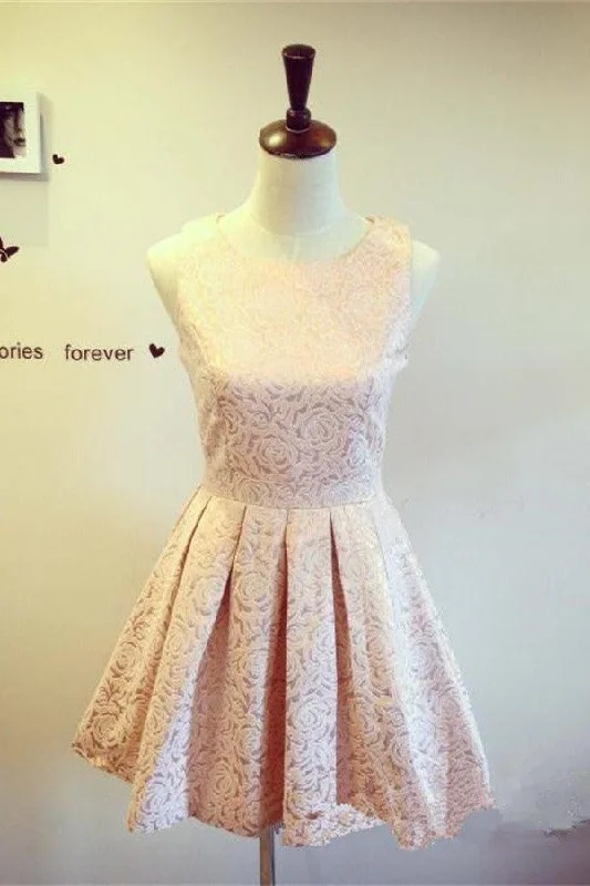 Plus-Size DressFormal Handmade Lace Short Close Back Homecoming Dress K365