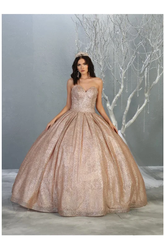 Lace DressLA Merchandise LA138 Strapless Sweetheart Glitter Quince Ball Gown