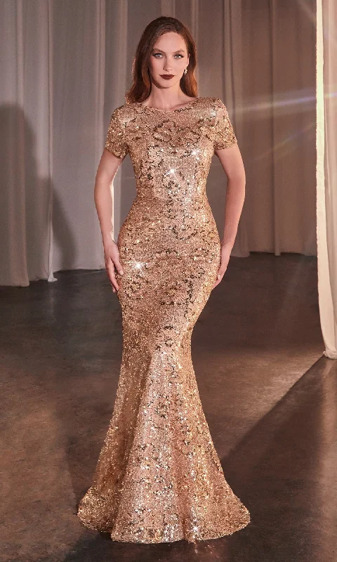 High-Neck DressRose Gold Prom Dress: Ladivine CC3700