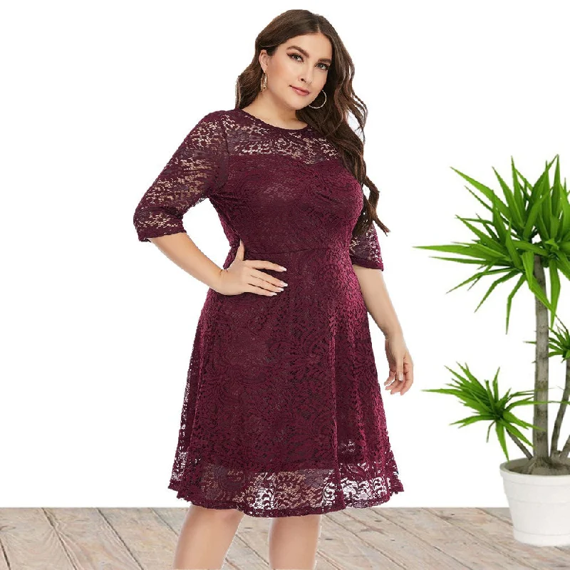 women's bridesmaid dressesPlus Size Dress Wholesale Mid-Length Formal Lace Dress
