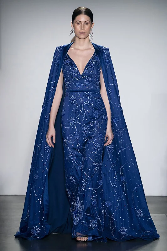 Flutter-Sleeve DressShawl Fitted Gown