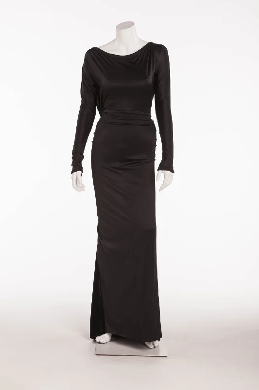 Asymmetric DressGianfranco Ferre - Black Beaded Gown- IT 40