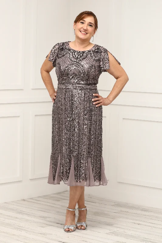 women's maternity dressesSequin Lace Split Flutter Sleeve Formal Dress