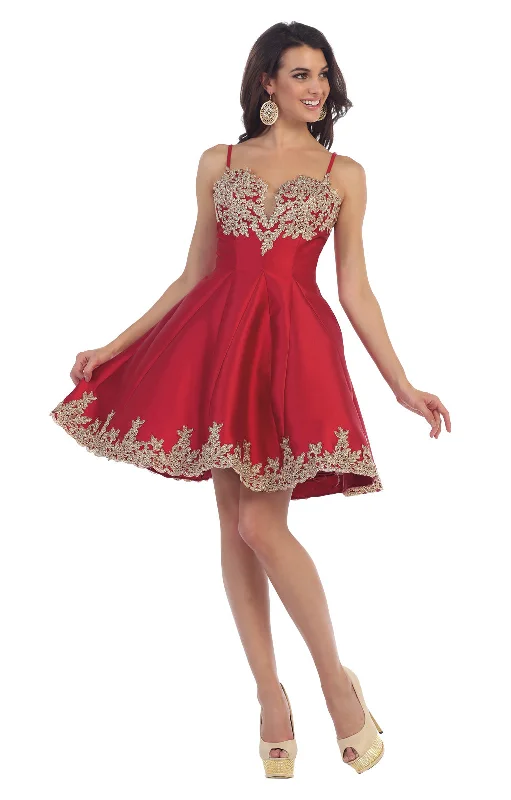 Pearl DressLA Merchandise LA1445 Embroidered Short Semi Formal Dress