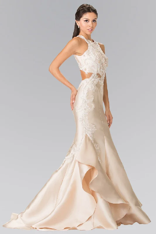 Sequined DressLa Merchandise LAS2356 High Neck Lace & Pearl Embroidered Formal Dress Sequined DressLa Merchandise LAS2356 High Neck Lace & Pearl Embroidered Formal Dress