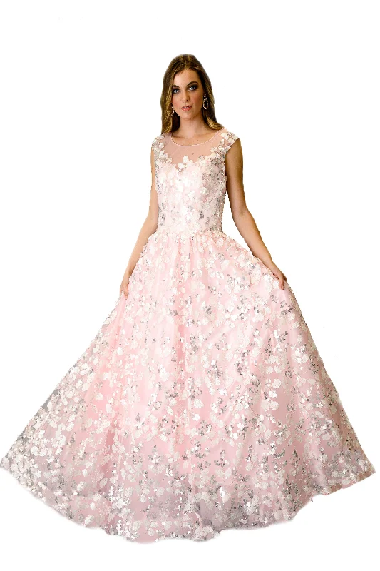 Laced-Up DressIllusion Neck Floor-length Flare Gown