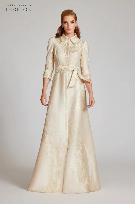 women's handmade dressesMetallic Jacquard Shirtdress Gown