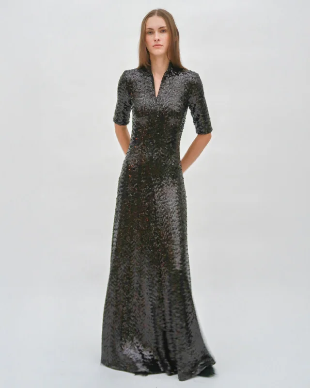 Plunging Neckline DressZIP UP TURTLENECK GOWN