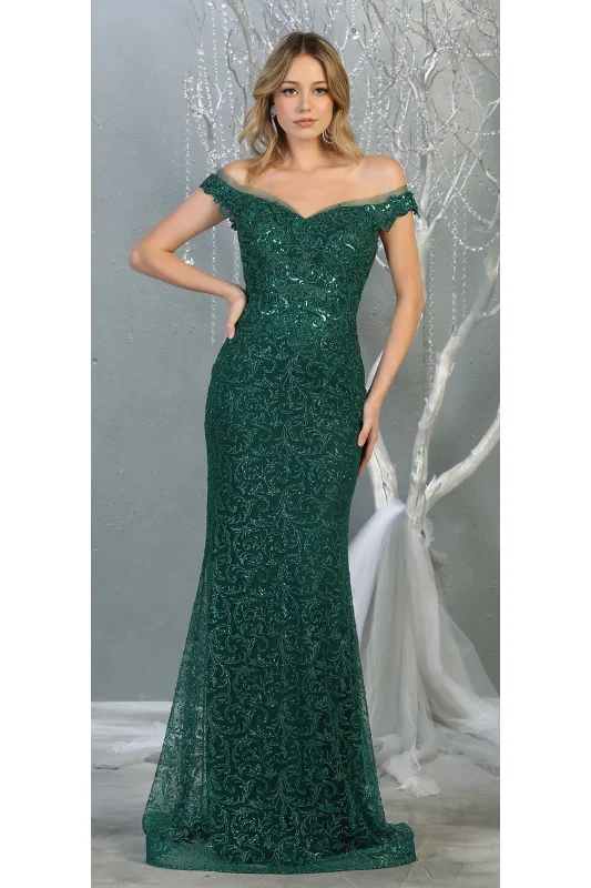 Button-Down DressOff Shoulder Long Formal Gown - LA7879