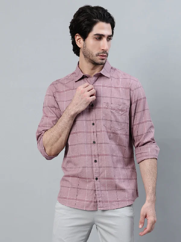 Breathable Men's Athletic ShortsMen's Purple Checkered Full Sleeve Casual Shirt