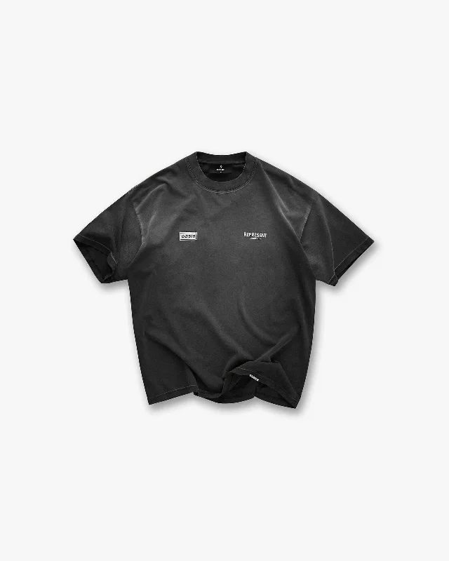 Men's Shirts with Cowl NecksRepresent X Oasis Owners Club T-Shirt - Stained Black