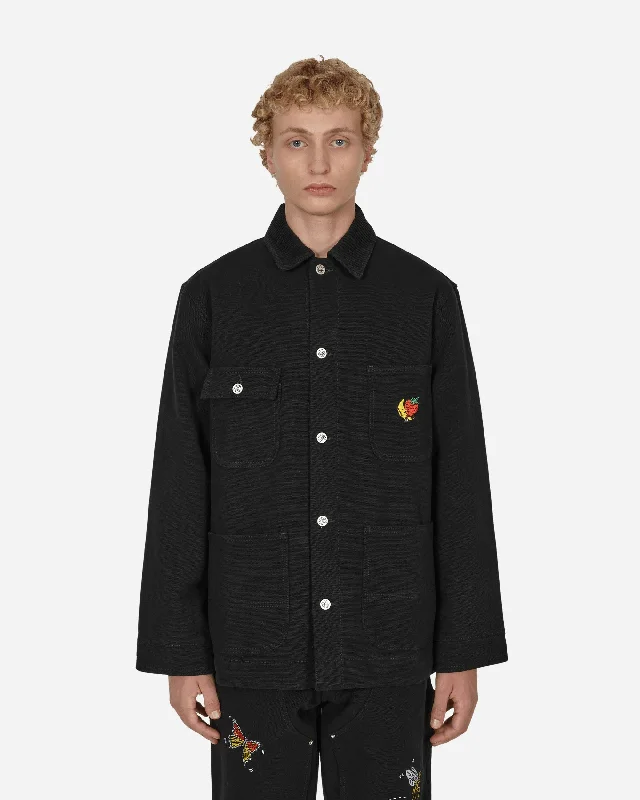 Men's Coats with Synthetic InsulationCanvas Embroidered Workwear Chore Coat Black