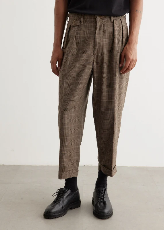 Men's Pants with Flat-Front Designs2 Pleats Tapered Twill Pants