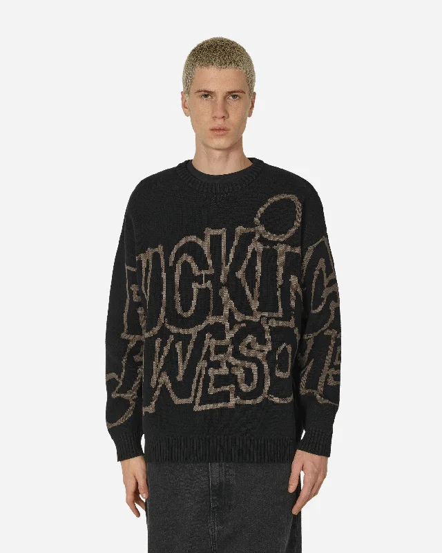 Men's Sweaters with Herringbone PatternsPBS Knit Sweater Black